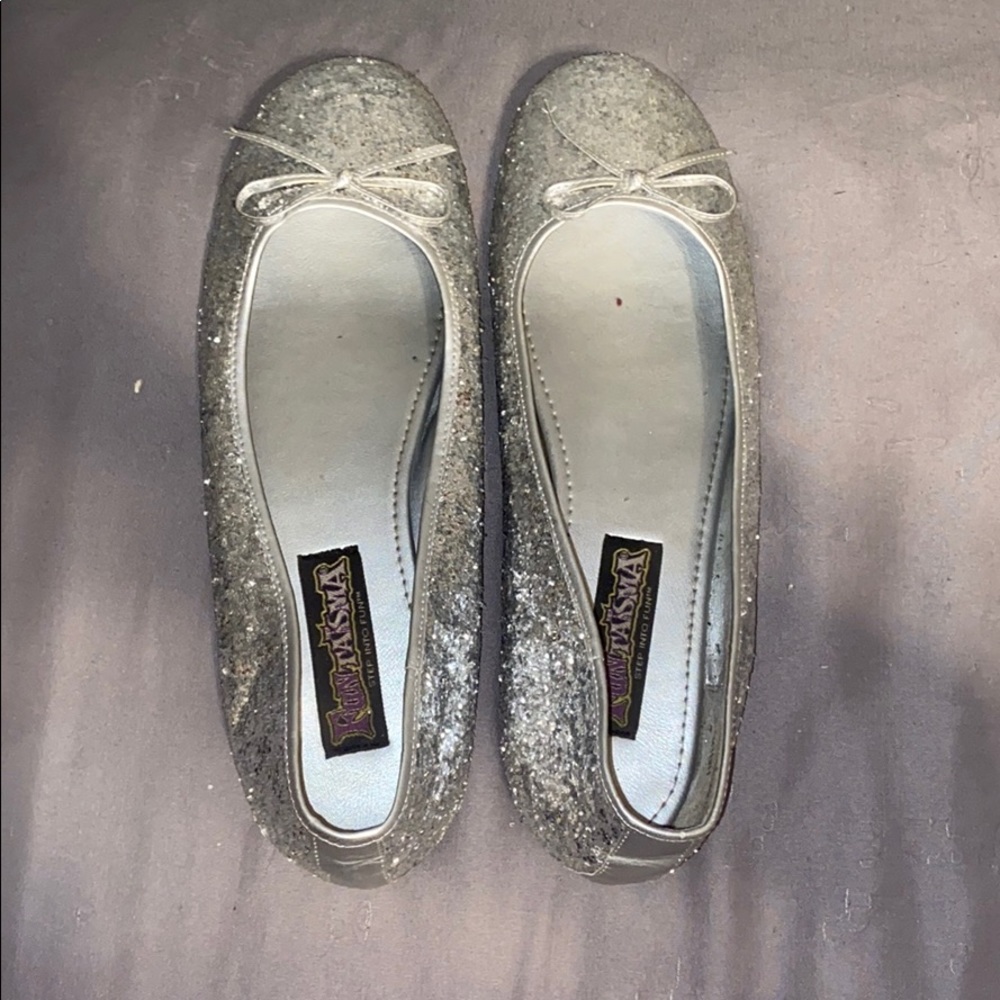 Silver sparkly flats